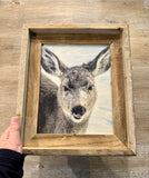 Snowy Deer- FRAMED 8x10 wood print
