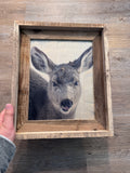 Snowy Deer- FRAMED 8x10 wood print