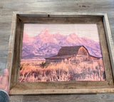 Moulton Barn Sunrise- FRAMED 11x14 Wood Print