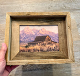 Moulton Barn Sunrise- FRAMED- 5x7 Wood Print