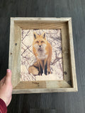 Snowy Fox- FRAMED 8x10 wood print