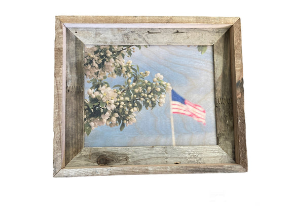 Flag & Flower- FRAMED 8x10 Wood Print