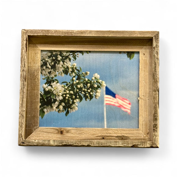 Flag & Flower- FRAMED 8x10 Wood Print