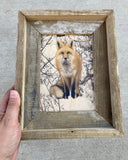 Snowy Fox- FRAMED 5x7 Wood Print