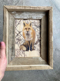 Snowy Fox- FRAMED 5x7 Wood Print