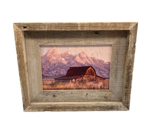 Moulton Barn Sunrise- FRAMED- 5x7 Wood Print